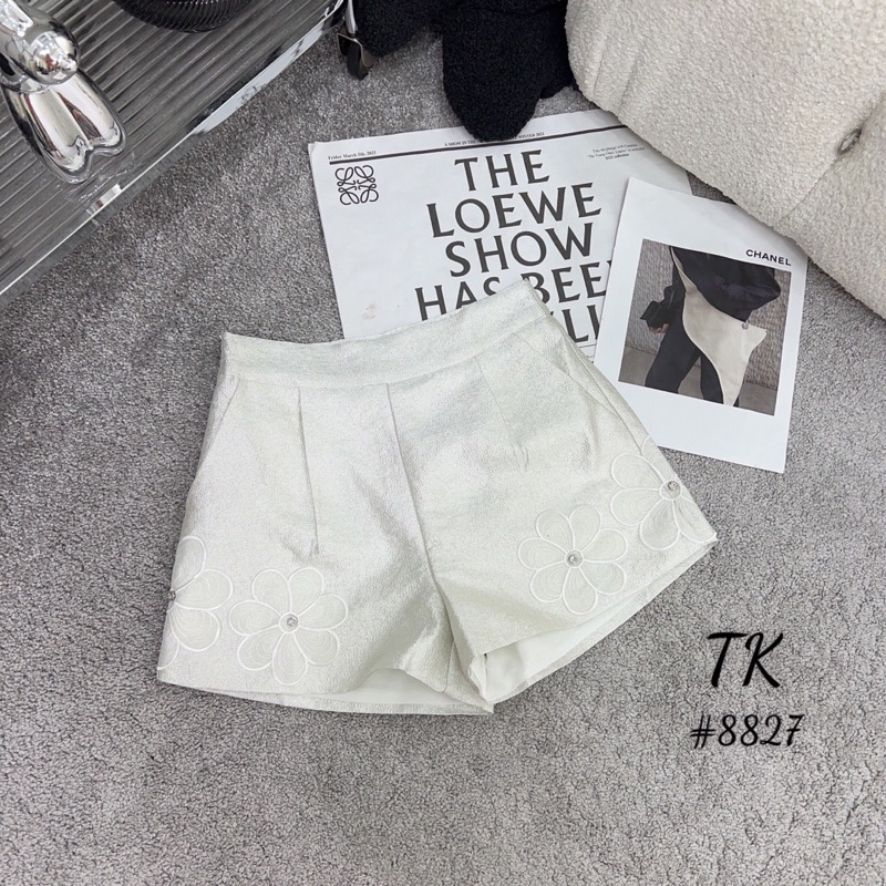 Quần sooc tacta đính hoa hàng QCL1