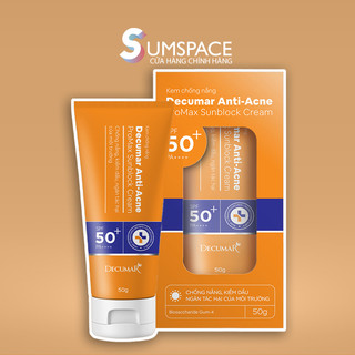   SUM SPACE  Kem Chống Nắng Decumar Anti-Acne Promax Sunblock Cream SPF50+ PA++++ Kiểm Soát Dầu Cho Da Dầu Mụn - 50g 