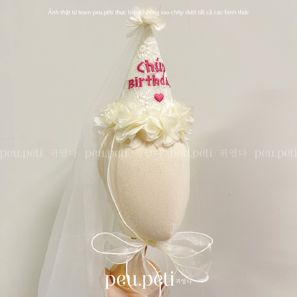 THÊU TÊN Mũ Chóp Sinh Nhật Style Hàn - by Peu.péti