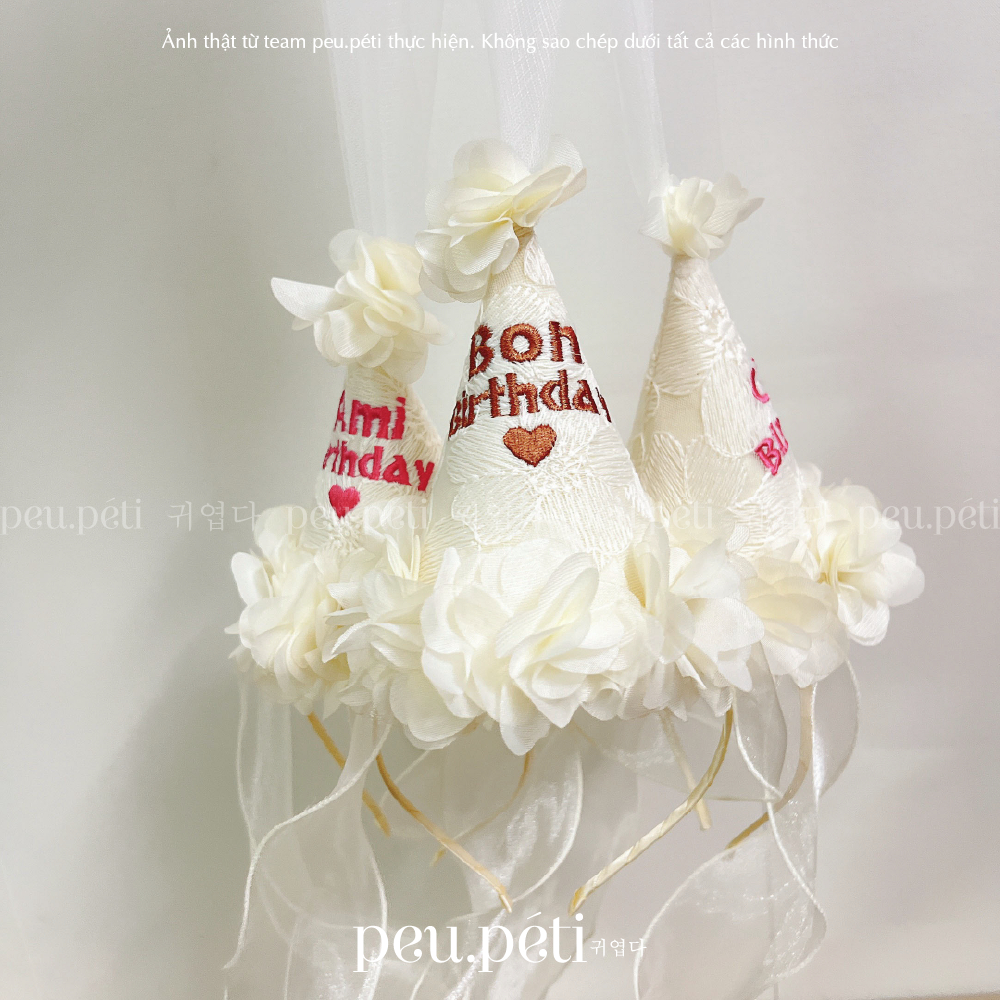 THÊU TÊN Mũ Chóp Sinh Nhật Style Hàn - by Peu.péti