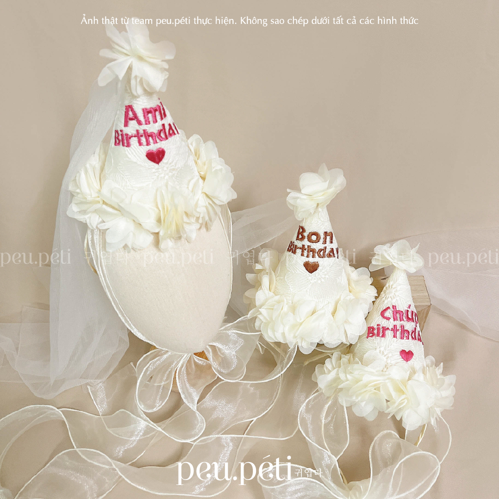 THÊU TÊN Mũ Chóp Sinh Nhật Style Hàn - by Peu.péti