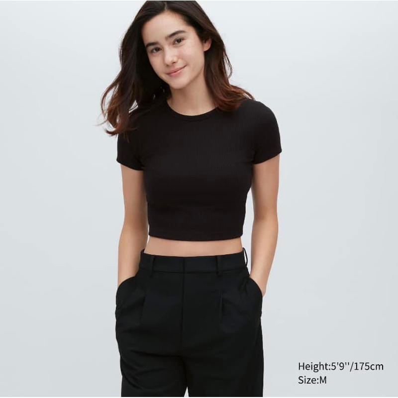 Áo croptop thun gân Uniqlo chính hãng