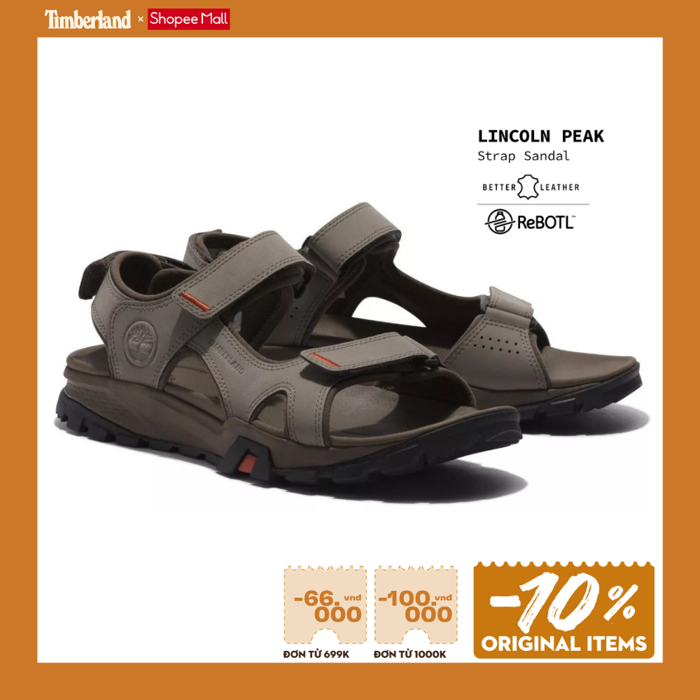 Timberland Giày Sandal Nam Lincoln Peak Strap Medium Grey Leather TB0A5T3M8W
