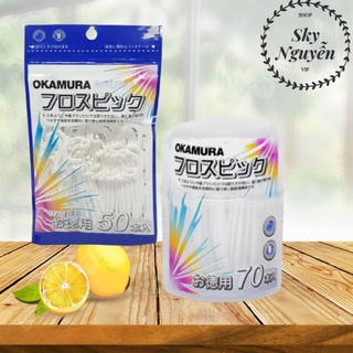 Combo Hộp Tăm Chỉ Okamura 70 Cây và Gói Tăm Chỉ Okamura 50 cây