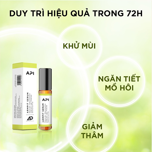 Son nách API, lăn khử mùi hôi nách API, Serum khử mùi ngăn tiết mồ hôi 72h