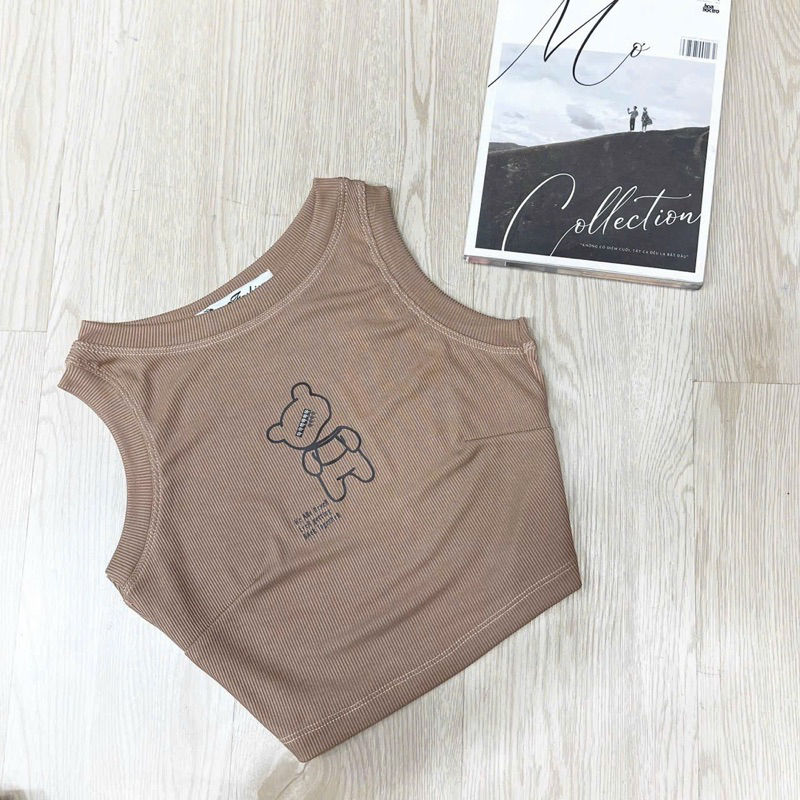 ÁO Thun 3 lỗ Sát Nách Croptop in hình gấu