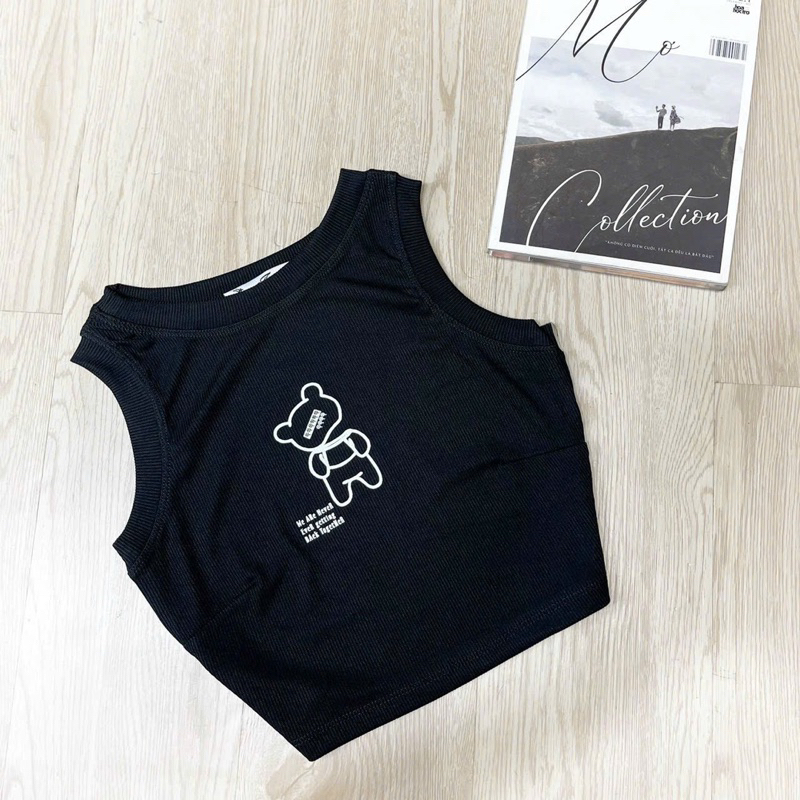 ÁO Thun 3 lỗ Sát Nách Croptop in hình gấu
