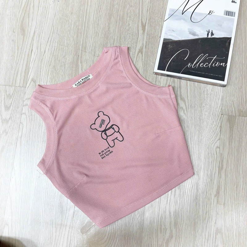 ÁO Thun 3 lỗ Sát Nách Croptop in hình gấu