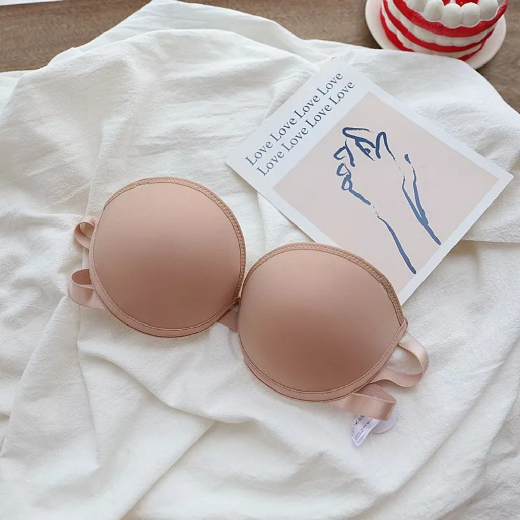 Áo cúp ngực đệm tim silicon nâng ngực chống tụt, áo cúp ngực mặc váy hở vai hở lưng sexy