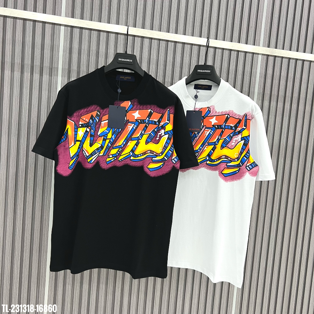 Áo Phông LV Graffiti Premium Nam Nữ Hot Trend , Áo Thun Chất Liệu Cotton Thoáng Mát Dày Dặn Siêu Hot 2023