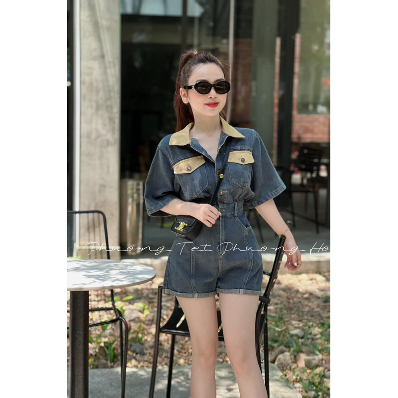 sét jum bò pha cổ be,chất jean dày dặn cách điệu mẫu hót