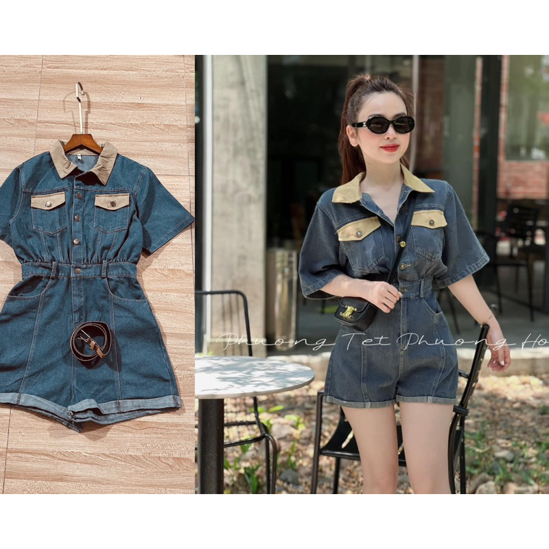 sét jum bò pha cổ be,chất jean dày dặn cách điệu mẫu hót