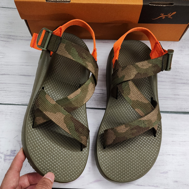 Dép Chaco Nam Đế Thơm Cao Cấp Mã Rằn Ri Gót Cam TG14 Full Box BH 12 Tháng