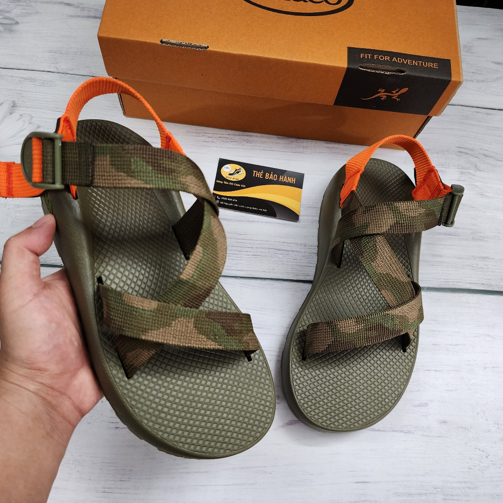 Xăng Đan Chaco Nam Đế Thơm Hương Quế Cao Cấp Mã Rằn Ri Gót Cam TG14 Full Box BH 12 Tháng