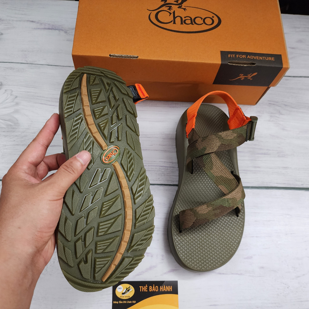 Xăng Đan Chaco Nam Đế Thơm Hương Quế Cao Cấp Mã Rằn Ri Gót Cam TG14 Full Box BH 12 Tháng