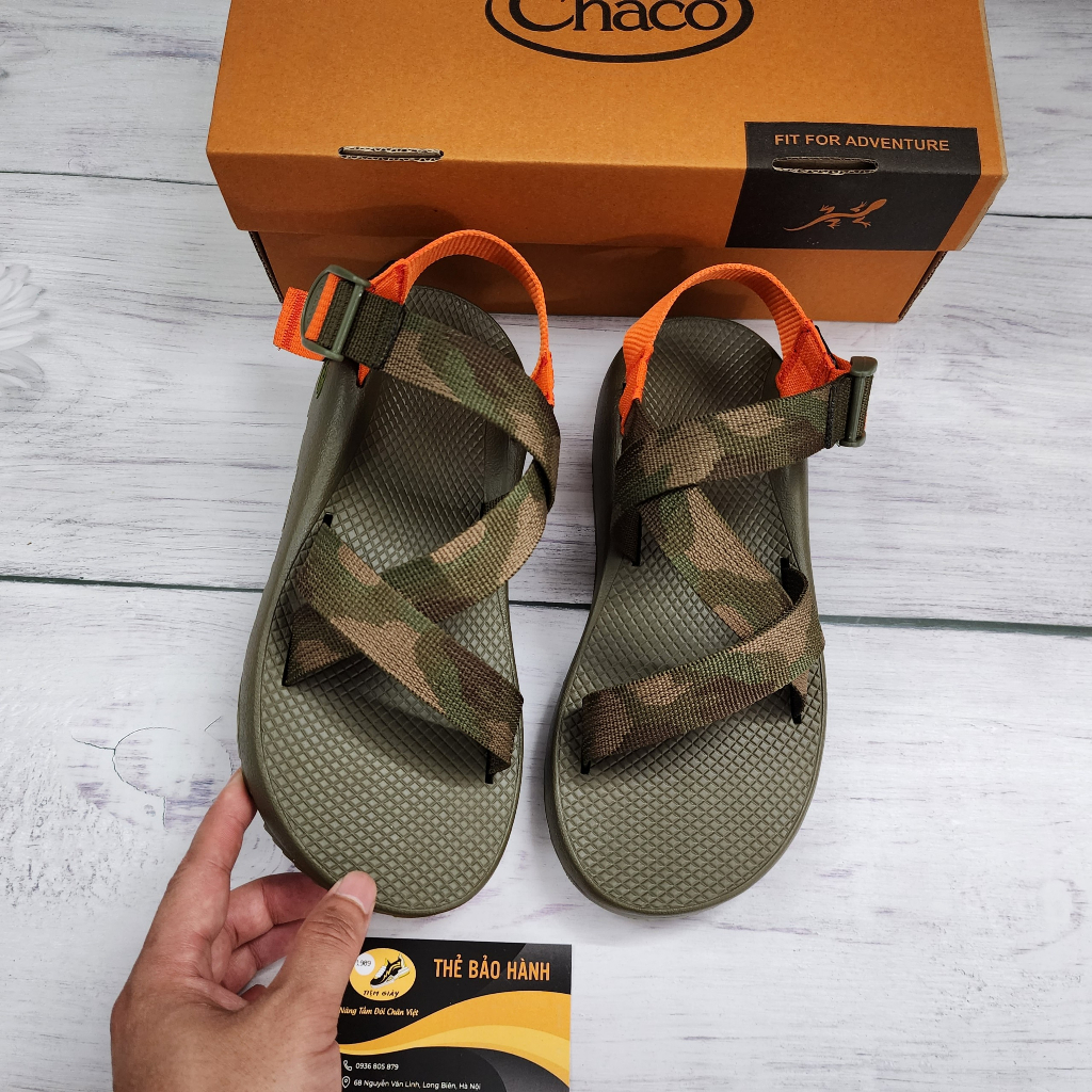 Xăng Đan Chaco Nam Đế Thơm Hương Quế Cao Cấp Mã Rằn Ri Gót Cam TG14 Full Box BH 12 Tháng