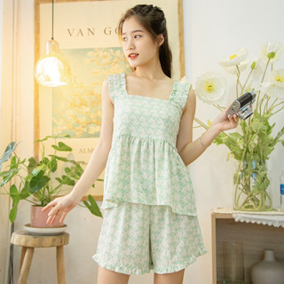 Bộ mặc nhà nữ hai dây Solla Home chất lụa cao cấp