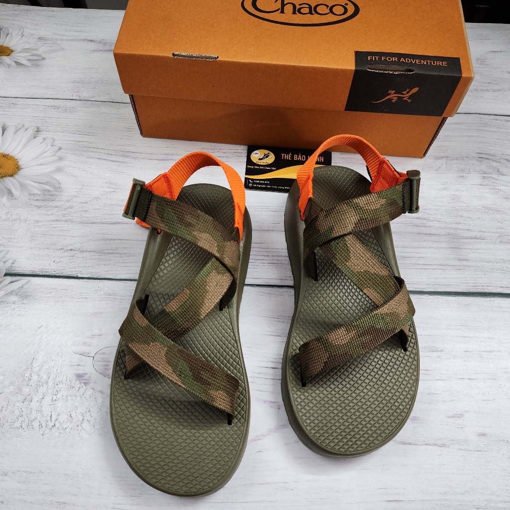 Xăng Đan Chaco Nam Đế Thơm Hương Quế Cao Cấp Mã Rằn Ri Gót Cam TG14 Full Box BH 12 Tháng