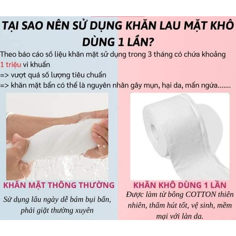 Khăn lau mặt dùng 1 lần lau khô, lau ướt, Khăn giấy đa năng