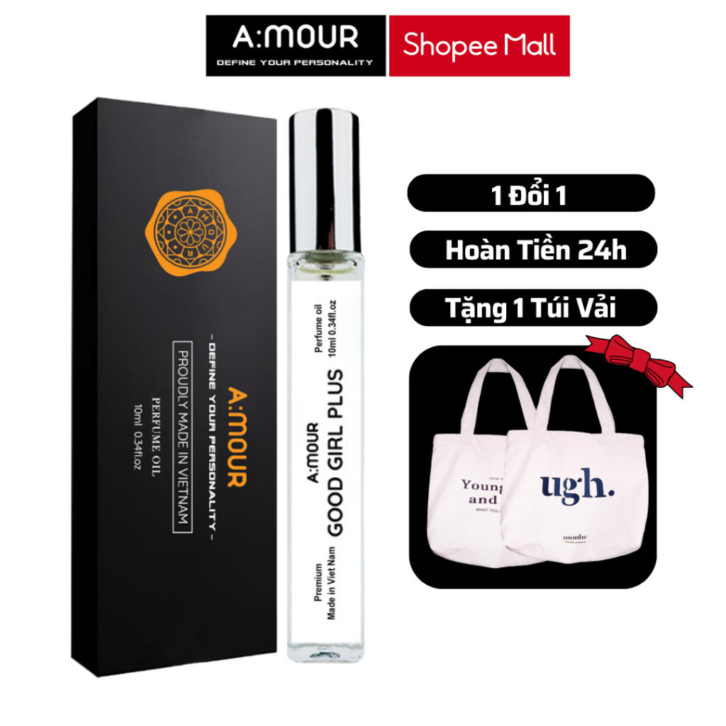 Tinh Dầu Nước Hoa Nữ Amour Good Girl Plus Nguyên Liệu Nhập Pháp Hương Thơm Mộc Mạc, Sang Trọng 10ml và 2ml - Dạng Xịt