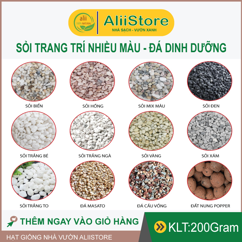 Sỏi nhiều màu trắng, hồng, vàng,biển, đen..., trang trí sân vườn rải mặt chậu, decor trang trí sen đá, xương rồng