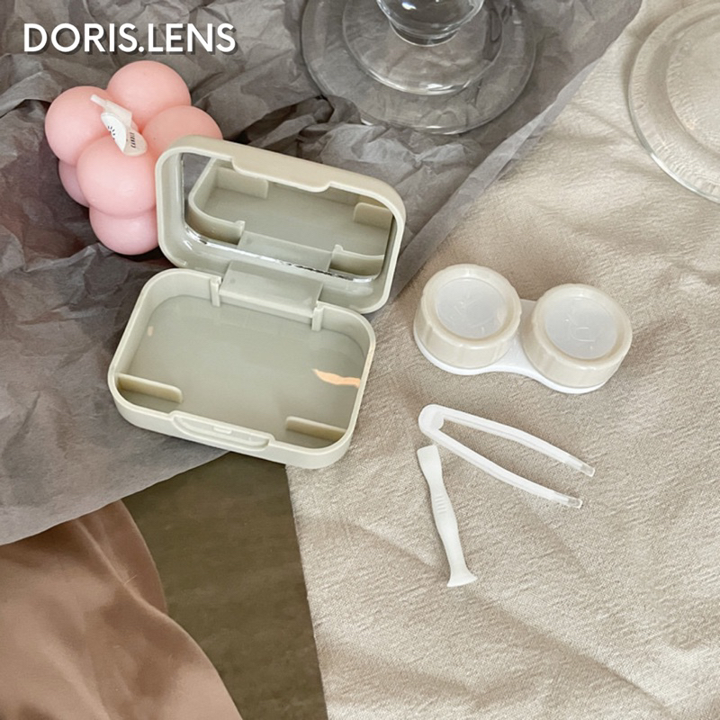 Khay Gương Đựng Lens Và Bộ Dụng Cụ Đeo Lens DORIS.LENS - PASTEL CAO CẤP