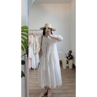 @Hanhiwithlove - Váy trắng cổ thuỷ thủ tay lỡ phong cách hàn quốc