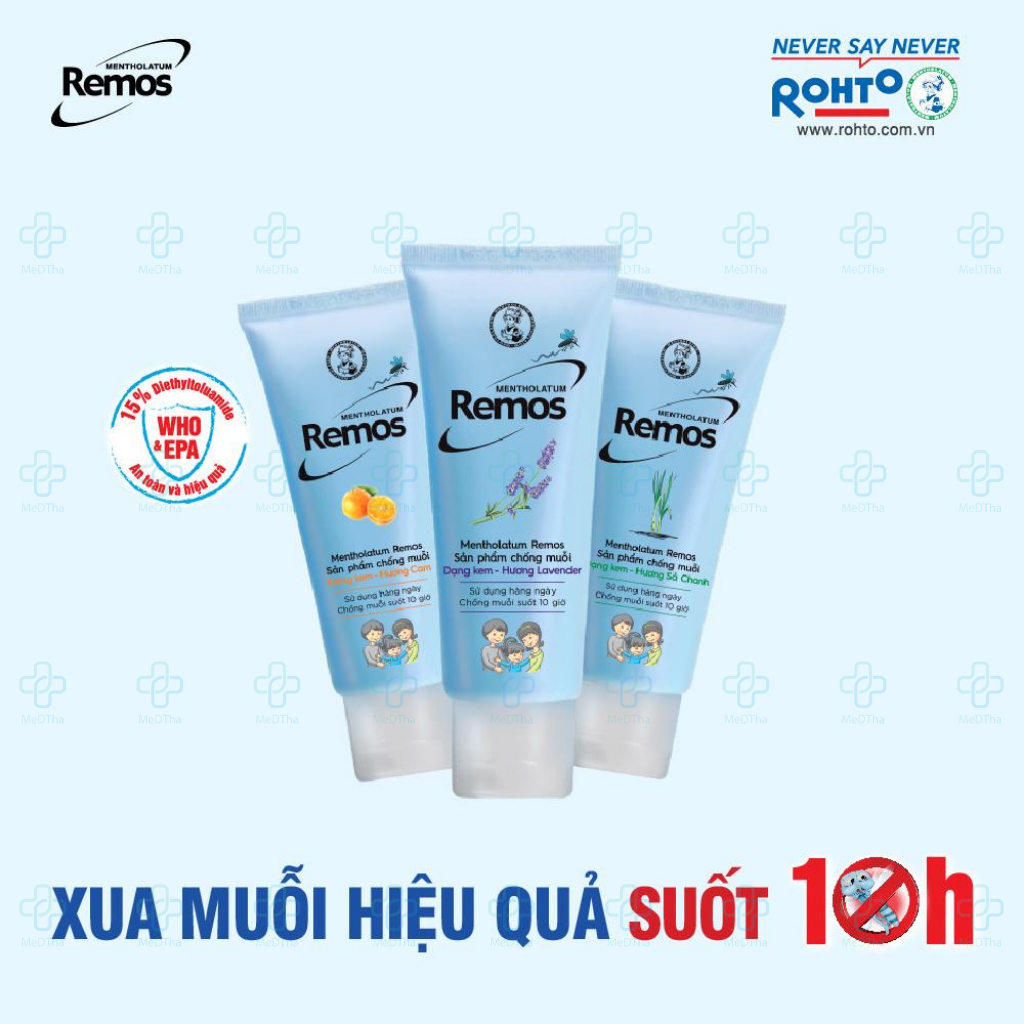 Xịt Muỗi Remos - Đuổi Muỗi, Hương Lavender, Hương Sả Chanh, Hương Cam (70g/60ml/150ml) [Chính Hãng]