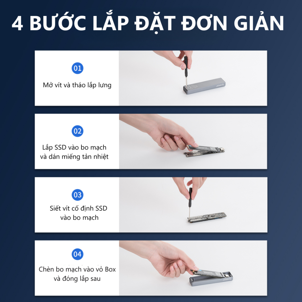 Box di động SSD M.2 PCIe NVMe  Orico M2PJ-C3 / M2PJM_C3