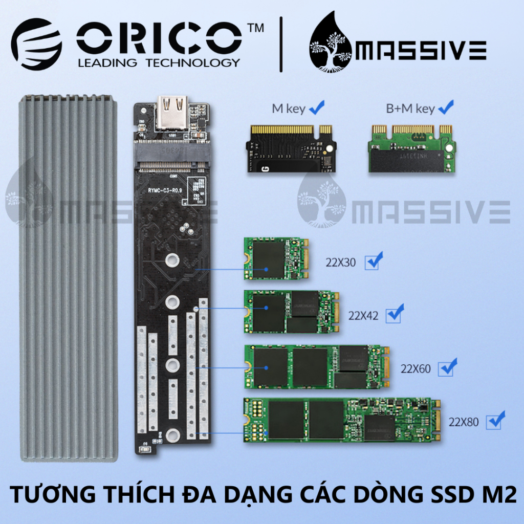 Box di động SSD M.2 PCIe NVMe  Orico M2PJ-C3 / M2PJM_C3