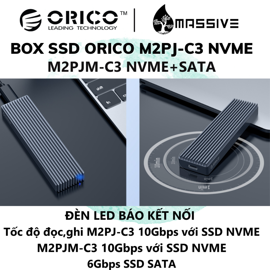 Box di động SSD M.2 PCIe NVMe  Orico M2PJ-C3 / M2PJM_C3