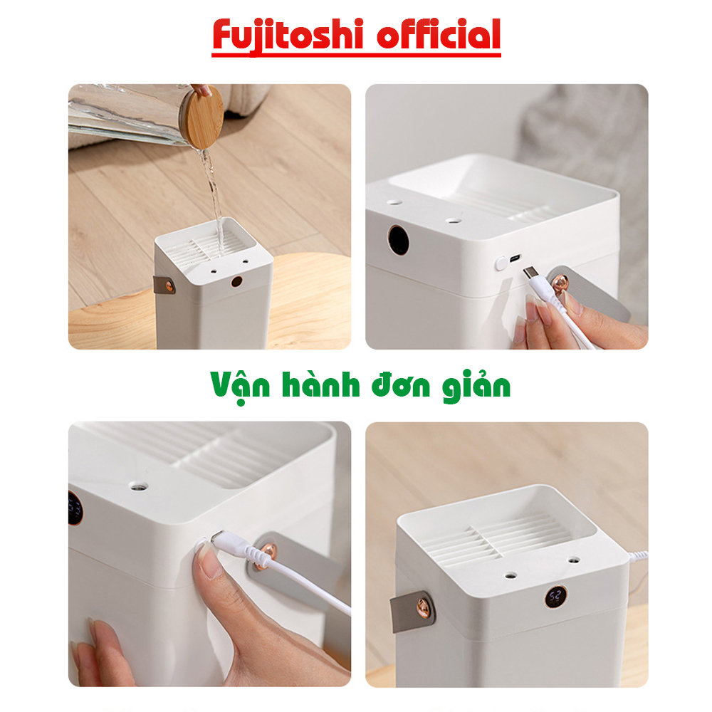 Máy Phun Sương Fujitoshi HumidifierX12 Có màn hình hiển thị độ ẩm phòng Hiệu ứng Led Rbd tạo ẩm