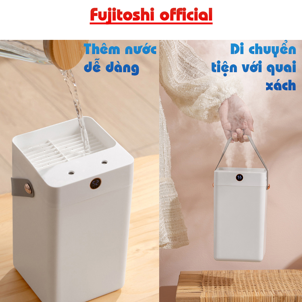 Máy Phun Sương Fujitoshi HumidifierX12 Có màn hình hiển thị độ ẩm phòng Hiệu ứng Led Rbd tạo ẩm