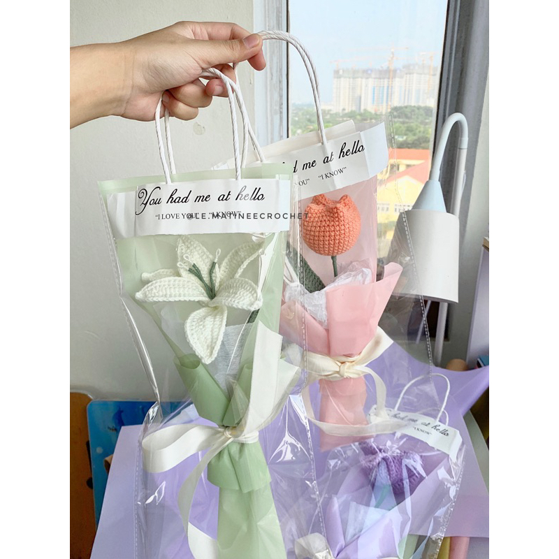 Hoa ly bằng len handmade trang trí, làm quà tặng