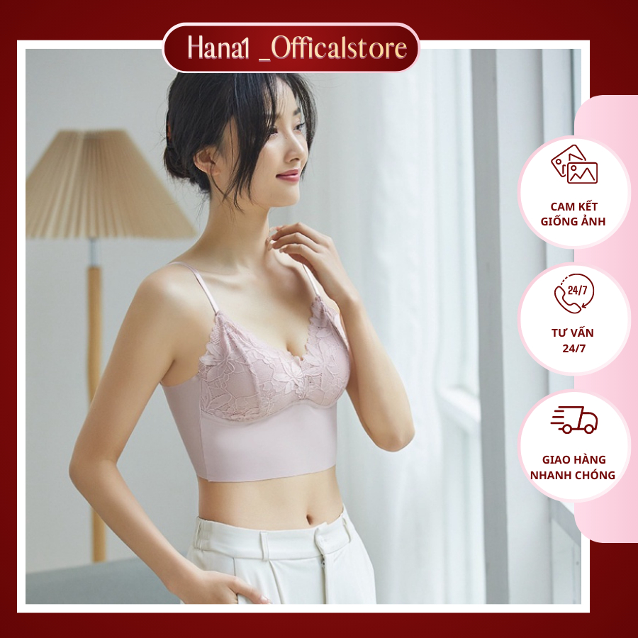Áo ngực Bra ren mút mỏng, áo lót nữ không gọng nâng ngực phối ren dễ thương - Hana 145