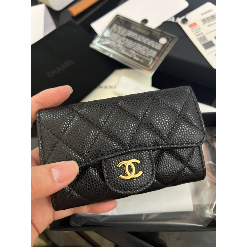 💎Ví CC WALLET MINI SIEU CAP - Size 11cm - Da bê hạt caviar nhập khẩu