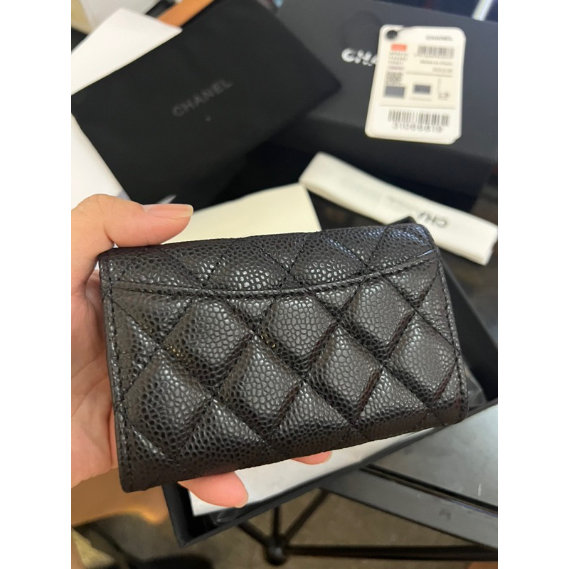 💎Ví CC WALLET MINI SIEU CAP - Size 11cm - Da bê hạt caviar nhập khẩu