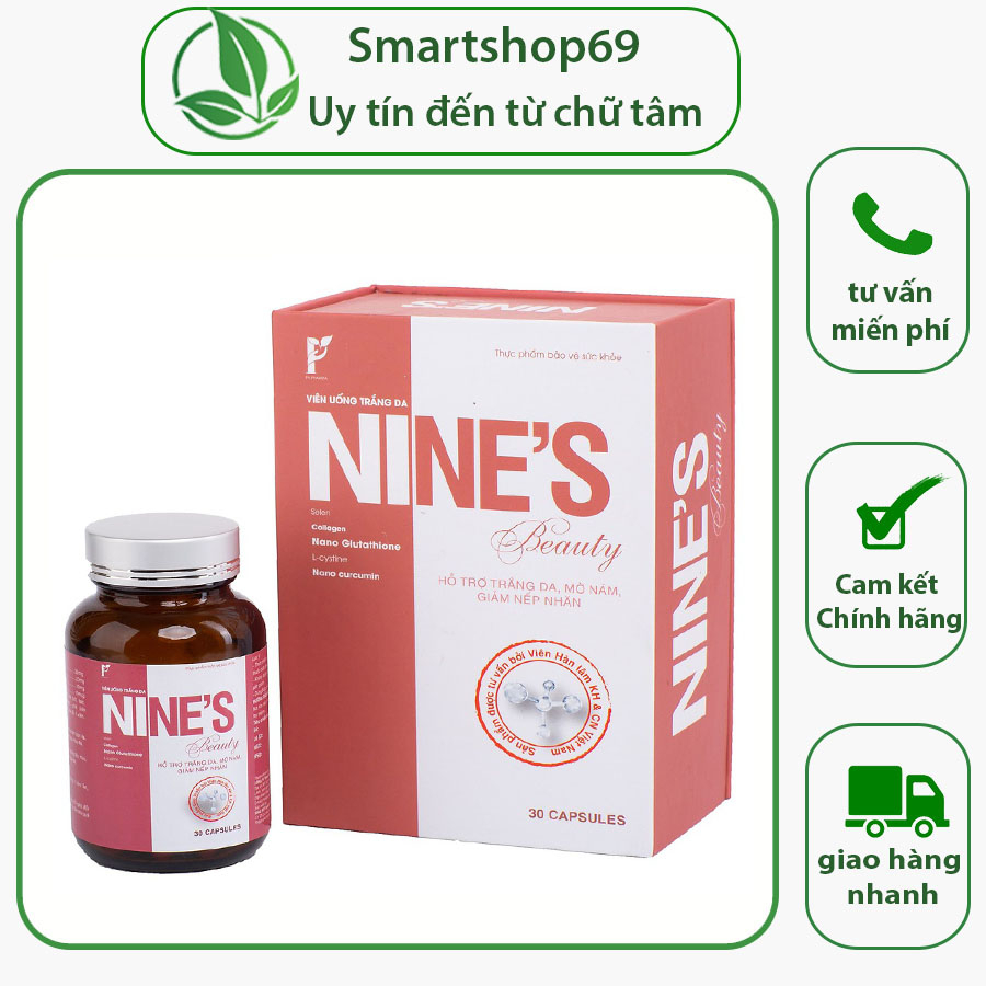 Nines Beauty Viên Uống Trắng Da Mờ Nám Nines Beauty 9 Ngày Đẹp Chính Hãng Hộp 30 Viên