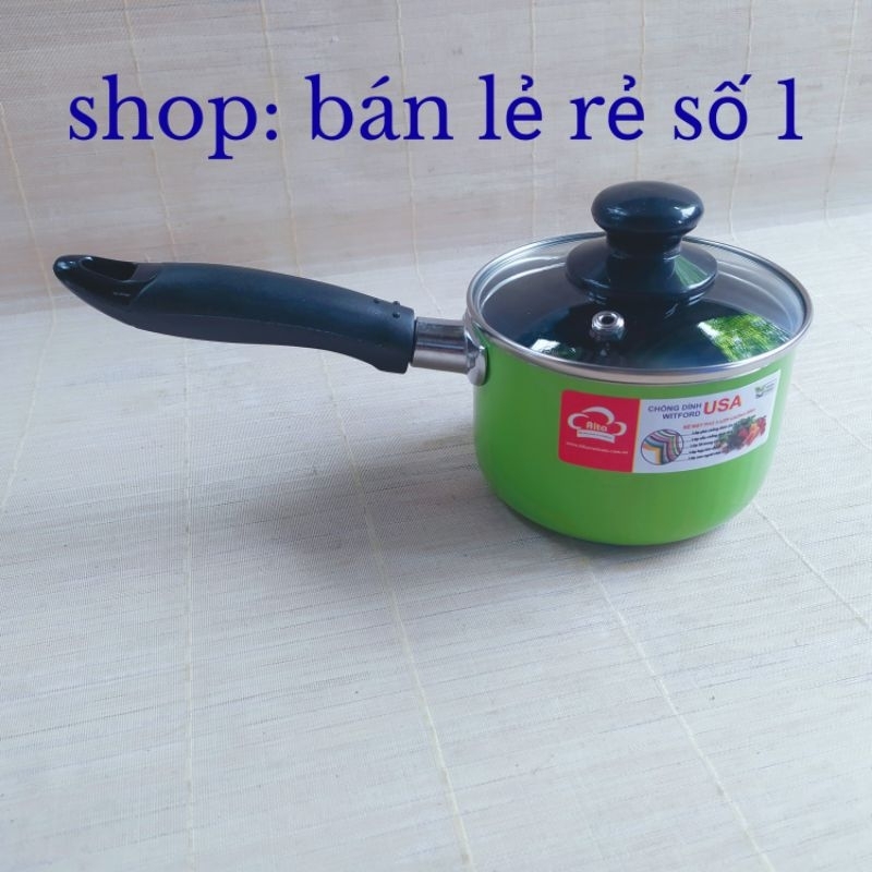 Nồi nấu bộ cho bé, inox 2 đáy, vung kính chống dính, nhôm cao cấp