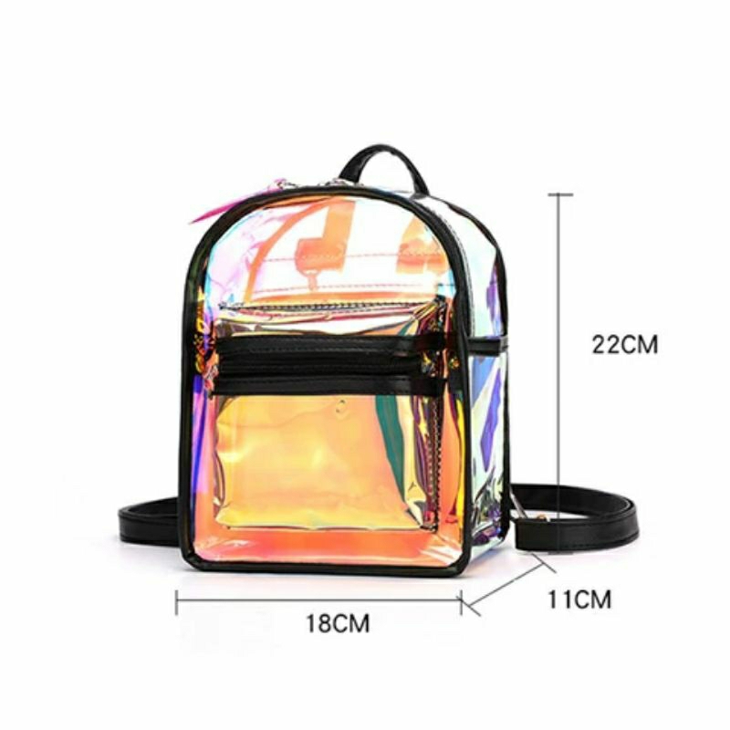 ba lô mini kiếng bảy màu pvc trong suốt 2023 mn031
