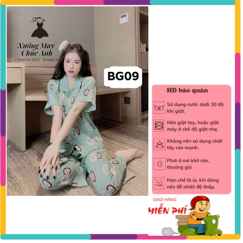 Bộ quần áo pijama nữ mặc nhà bốn mùa chất kate thái sang chảnh dễ phối đồ-xuongmaypijamachucanh