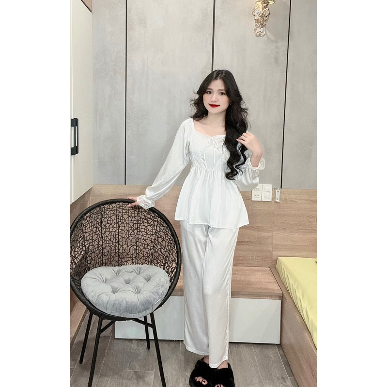 Sét bộ ngủ pijama hàng thiết kế chất lụa mịn mát siêu sang