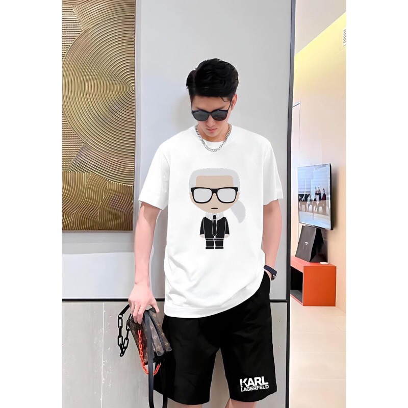 Set áo thun và quần short tây KARL, bộ nam mặc mùa hè hot trend style rộng chất dày mát mịn