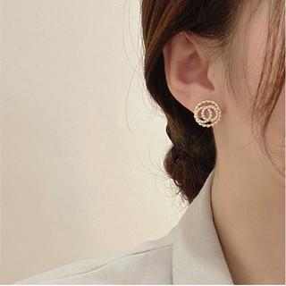 Bông tai thương hiệu C xoắn dạng tròn MIUSHOP dễ thương thanh lịch nhẹ nhàng
