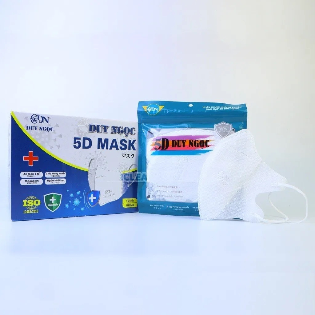 Khẩu trang 5D Duy Ngọc kháng khuẩn, chống bụi dành cho người lớn, combo 50c 100c 200c, TopMask