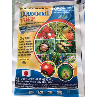 THUỐC TRỪ BỆNH PHỔ RỘNG NHẬT BẢN : DACONIL 75WP. Gói 100gr. Thuốc trừ nấm Hoa lan.