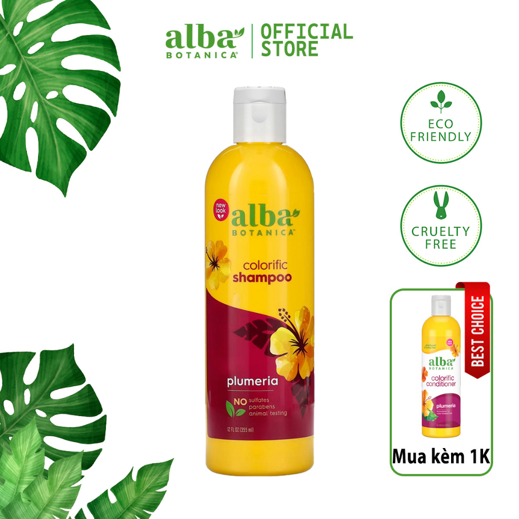 [DATE] Dầu gội cho tóc nhuộm hương hoa sứ ALBA BOTANICA COLORIFIC SHAMPOO PLUMERIA 355ml