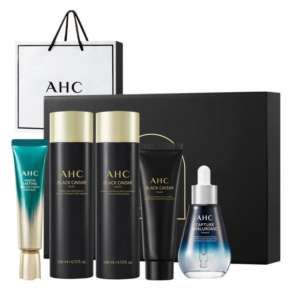 Bộ 5 món mỹ phẩm AHC Black Caviar Essential Special thiết kế sang trọng