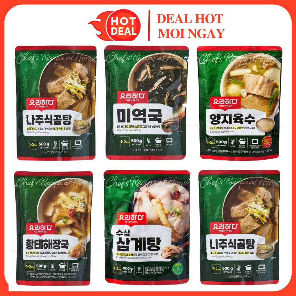 Súp Xương Bò/Ức Bò/Gà Hầm Sâm/Cá Khô/Rong Biển Yorihada Hàn Quốc