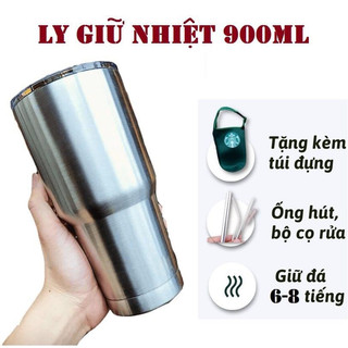 Ly Giữ Nhiệt Yeti Thái Lan 900ml Kèm Túi Xách, 2 Ống Hút Và Cọ Rửa